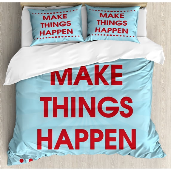 Ambesonne Saying Duvet Cover Set, Positive Life Motivation, 2-Calking, Turquoise Maroon