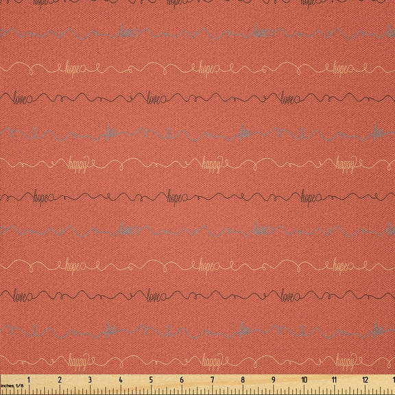 Ambesonne Saying Fabric by the Yard Microfiber, Letterings, 1 Yard, Dark Brown Dark Coral