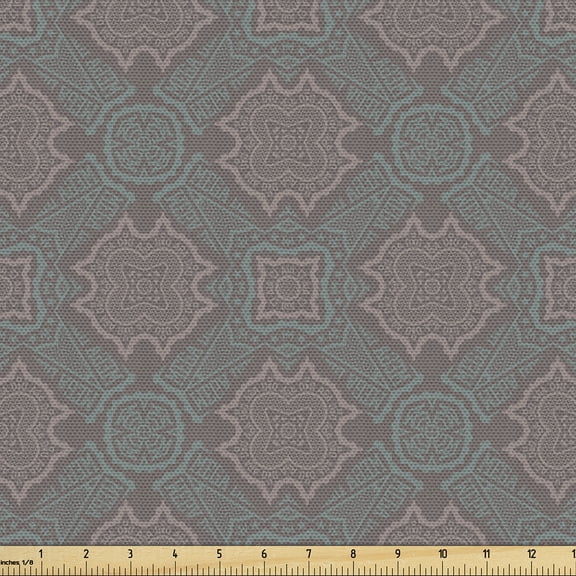 Ambesonne Saying Fabric by the Yard Upholstery, Typography Pattern Ornament, 2 Yards, Grey Teal and Warm Taupe
