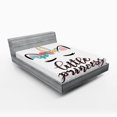 thumbnail image 1 of Ambesonne Saying Fitted Sheet 2 Pcs Set, Little Cartoon Phrase Girly, King, Multicolor, 1 of 3
