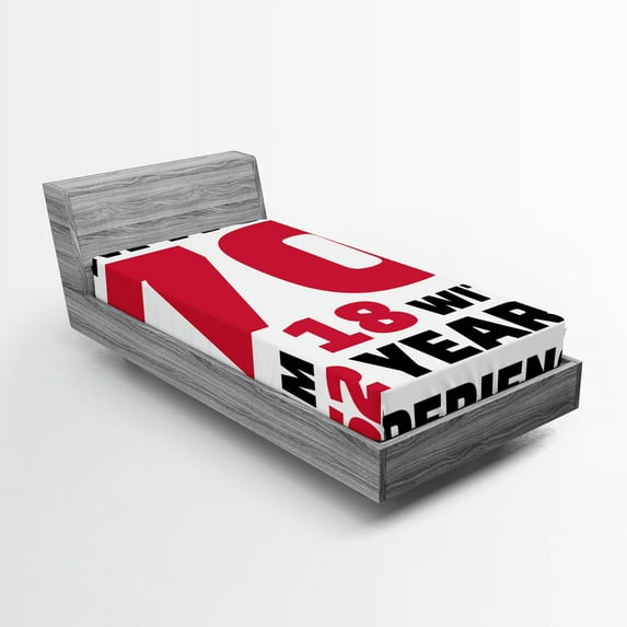 Ambesonne Saying Fitted Sheet, 52 Years Experience, Twin Size, Dark Coral White