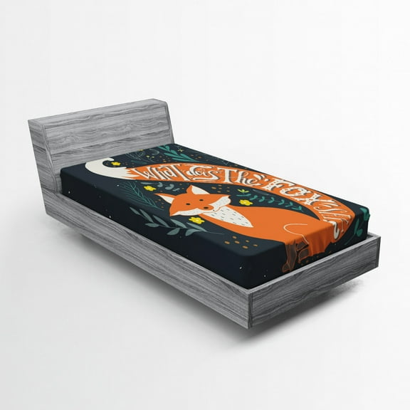 Ambesonne Saying Fitted Sheet, Cartoon Fox Funny Animal, Twin XL Size, Multicolor
