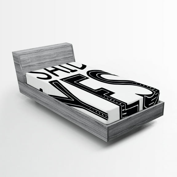 Ambesonne Saying Fitted Sheet, I Said Yes Words, Twin XL Size, Black and White