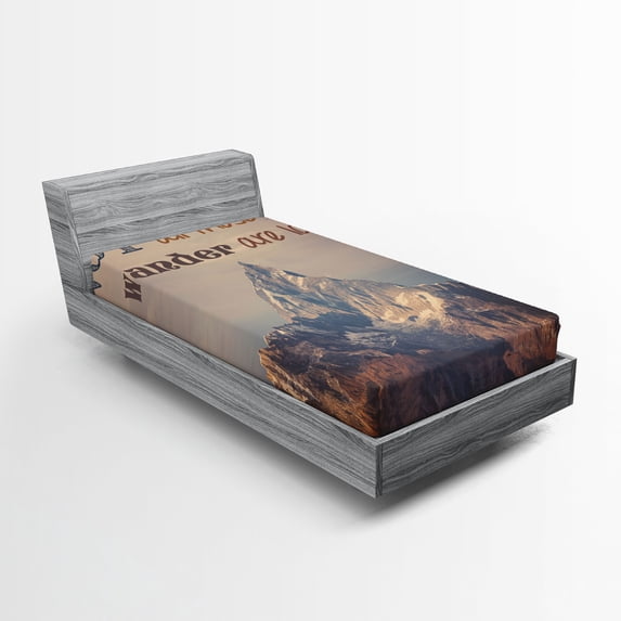 Ambesonne Saying Fitted Sheet, Landscape Photography, Twin XL Size, Multicolor