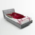 thumbnail image 1 of Ambesonne Saying Fitted Sheet, Love Words Cat Kitten, Twin XL Size, Red Grey White, 1 of 3