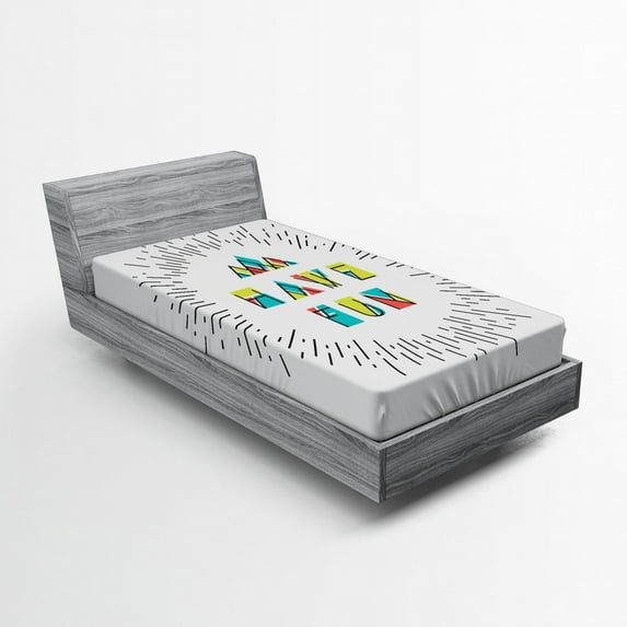 Ambesonne Saying Fitted Sheet, Motive Words, Twin XL Size, Black Green Blue