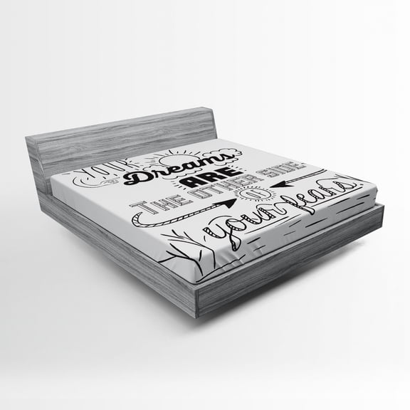 Ambesonne Saying Fitted Sheet, Optimistic Winner Slogan, Full Size, Black White