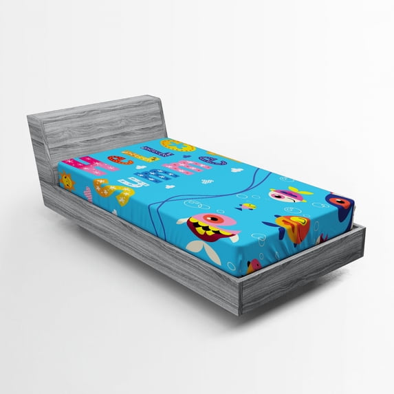 Ambesonne Saying Fitted Sheet, Patchwork Style and Words, Twin Size, Multicolor