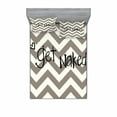 thumbnail image 1 of Ambesonne Saying Fitted Sheet & Pillow Sham Set, Get Naked Heart Zig Zag, Queen, Taupe Cream Black, 1 of 3