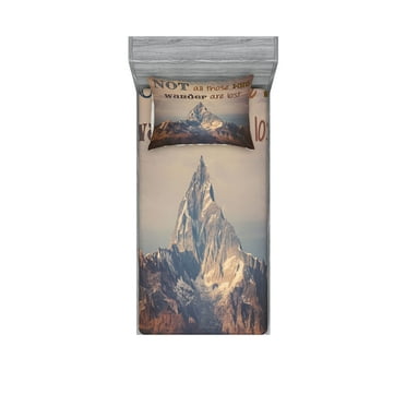Ambesonne Saying Fitted Sheet & Pillow Sham Set, Landscape Photography, Twin, Multicolor