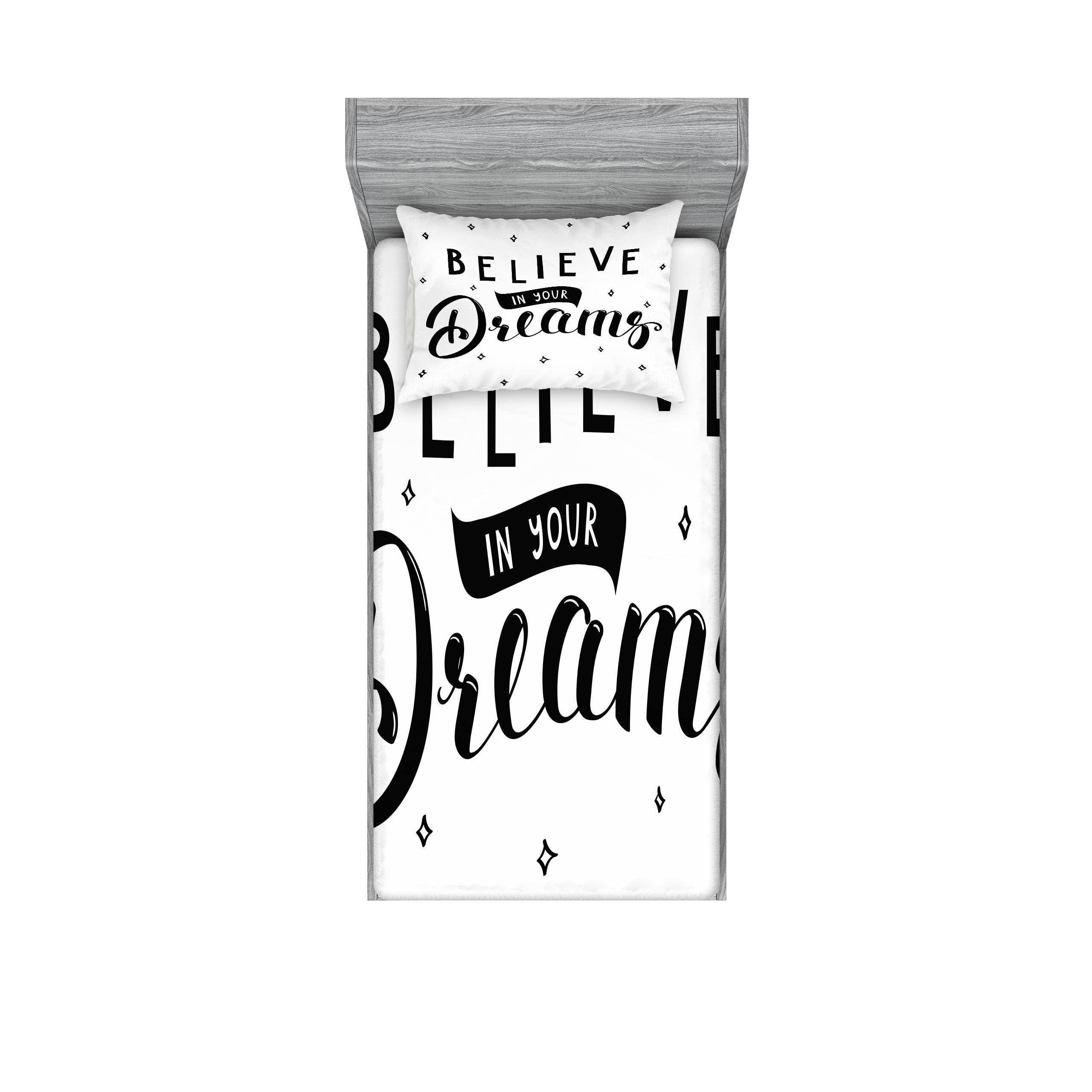 Twin White Microfiber Printed Bedding Set