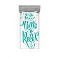 thumbnail image 1 of Ambesonne Saying Fitted Sheet & Pillow Sham Set, Time to Relax Phrase Design, Twinxl, Teal and White, 1 of 2