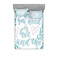 thumbnail image 1 of Ambesonne Saying Fitted Sheet & Pillow Sham Set, Wavy Lines Nautical Love, Queen, Pale Pink Pale Blue, 1 of 2
