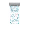 thumbnail image 1 of Ambesonne Saying Fitted Sheet & Pillow Sham Set, Wavy Lines Nautical Love, Twinxl, Pale Pink Pale Blue, 1 of 2