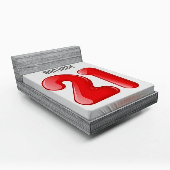 Ambesonne Saying Fitted Sheet, Teen Birthday Party, Full Size, Charcoal Grey White