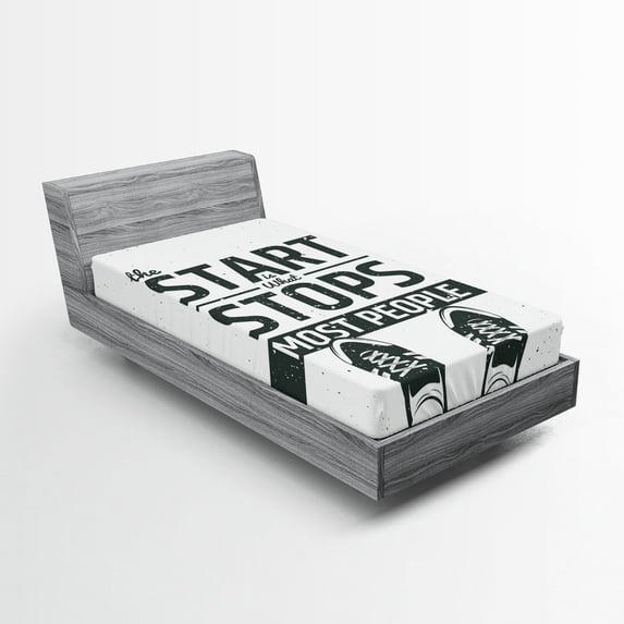 Ambesonne Saying Fitted Sheet, Writing, Twin Size, Coconut Black