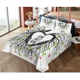 thumbnail image 1 of Ambesonne Saying Fitted & Top Sheet Set with Shams, Romantic Bird, Black Green Pink, 1 of 5