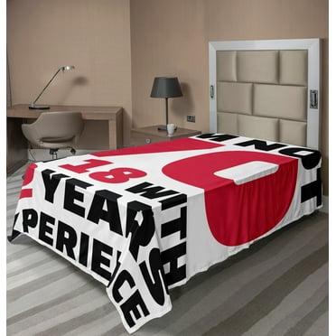 Ambesonne Saying Flat Sheet, 52 Years Experience, TwinXL Size, Dark Coral White