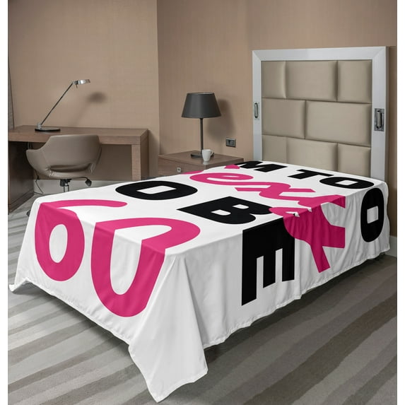 Ambesonne Saying Flat Sheet, Being 60 Themed Typography, Twin Size, Hot Pink and Black