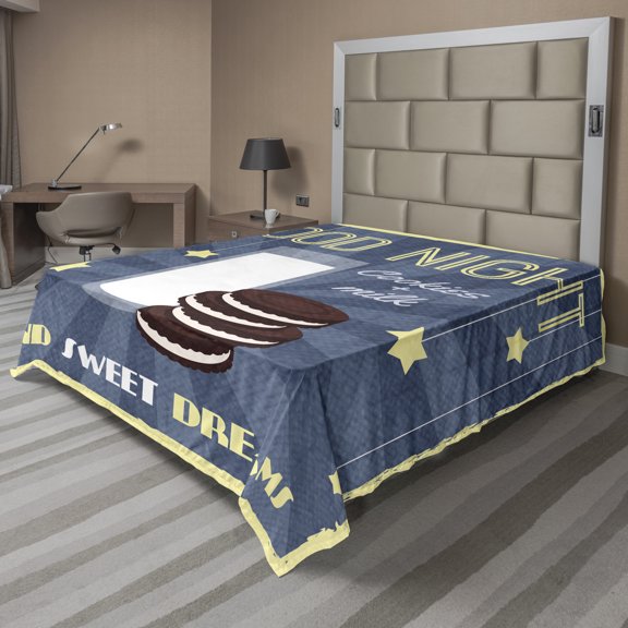 Ambesonne Saying Flat Sheet, Biscuits and Milk, King Size, Multicolor