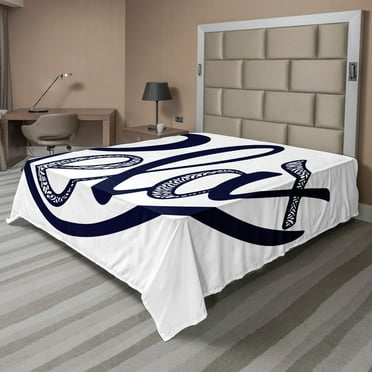 Ambesonne Saying Flat Sheet, Calligraphic Font, Full Size, Indigo and White