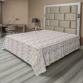 thumbnail image 1 of Ambesonne Saying Flat Sheet, Cat Panda on the Moon, King Size, Mustard Purple, 1 of 1