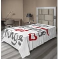 thumbnail image 1 of Ambesonne Saying Flat Sheet, Cautious Message Typographic, TwinXL Size, Grey Vermillion White, 1 of 1