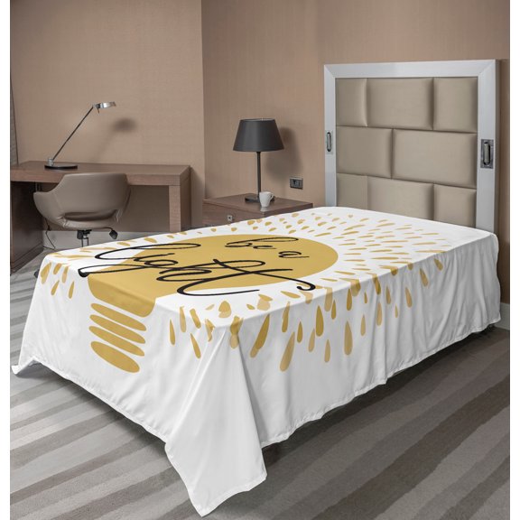 Ambesonne Saying Flat Sheet, Cursive Style Wording Form, Twin Size, Sand Brown