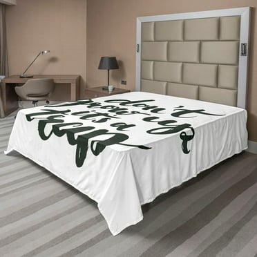 Ambesonne Saying Flat Sheet, Do Not Grow up Its a Trap, Queen Size, Charcoal Grey and White