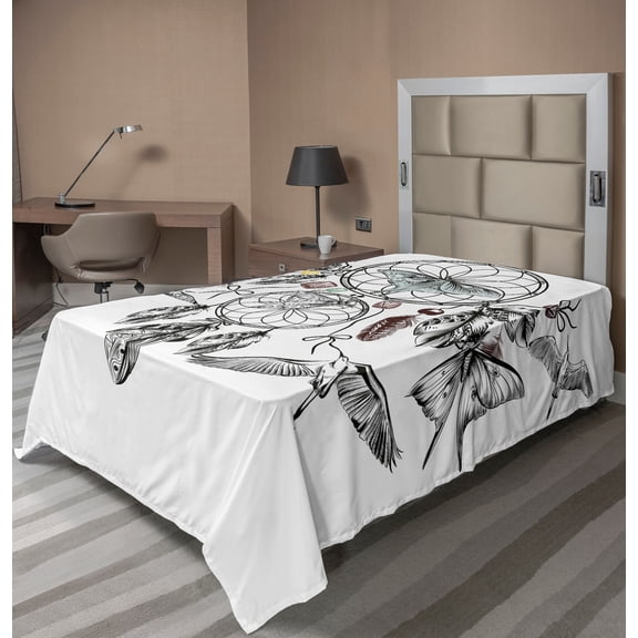 Ambesonne Saying Flat Sheet, Dreamcatcher Butterflies, TwinXL Size, Multicolor