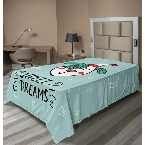 Ambesonne Saying Flat Sheet, Funny Cartoon Dog, Twin Size, Multicolor
