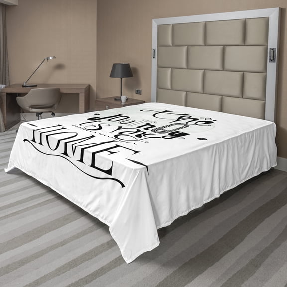 Ambesonne Saying Flat Sheet, Grunge Journey is My Home, California King, Charcoal Grey Mint Green