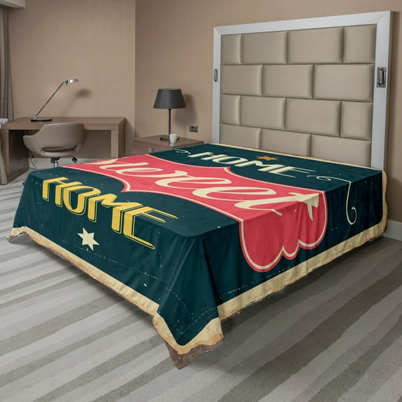 Ambesonne Saying Flat Sheet, Grunge Words, Queen Size, Multicolor