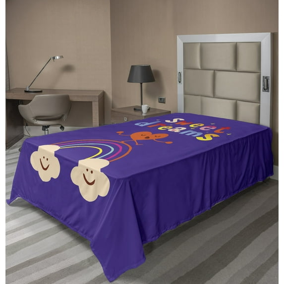 Ambesonne Saying Flat Sheet, Hearts Clouds, Twin Size, Multicolor