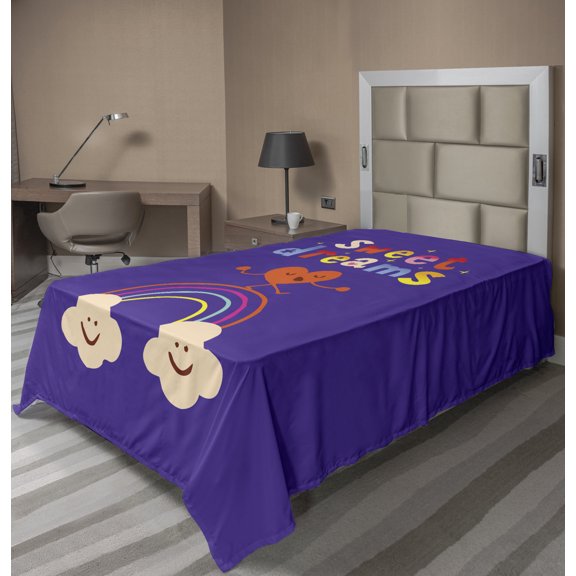 Ambesonne Saying Flat Sheet, Hearts Clouds, Twin Size, Multicolor