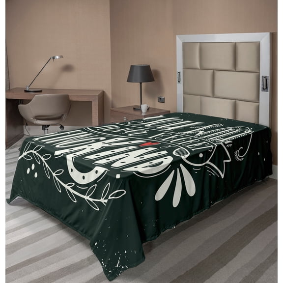 Ambesonne Saying Flat Sheet, Kind Inspirational Phrase, TwinXL Size, Black Ivory Vermilion