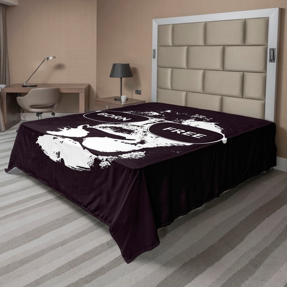 Ambesonne Saying Flat Sheet, Lion Glasses, Full Size, Black and White
