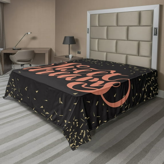 Ambesonne Saying Flat Sheet, Modern, Full Size, Pale Brown Black