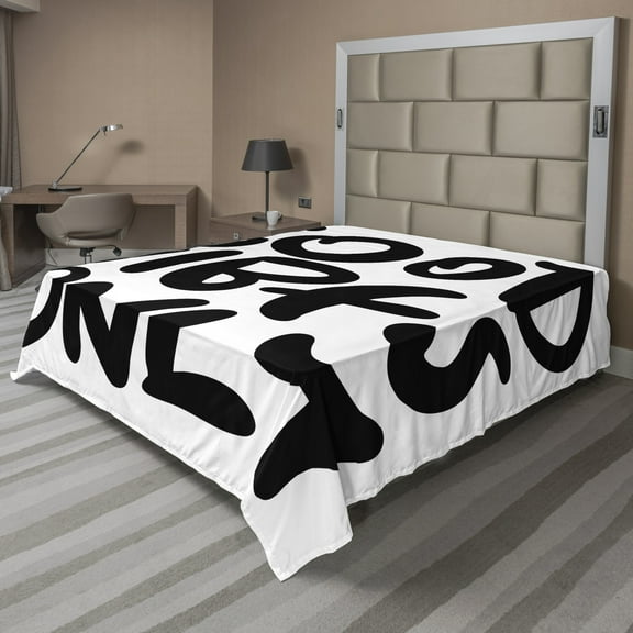 Ambesonne Saying Flat Sheet, Modern Inspirational, California King, Charcoal Grey and White