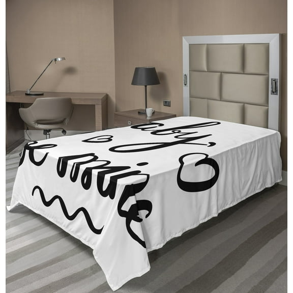 Ambesonne Saying Flat Sheet, Modern Motivating Message, Twin Size, Black White