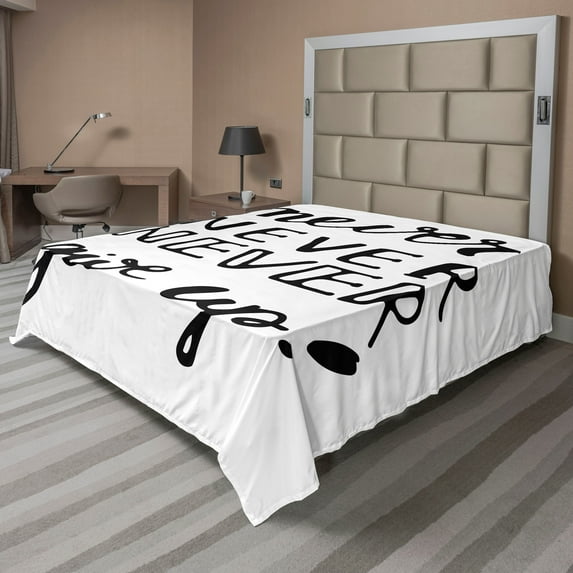 Ambesonne Saying Flat Sheet, Motivation, California King, Black and White