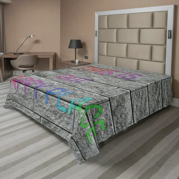 Ambesonne Saying Flat Sheet, Motivation Saying Bricks, Queen Size, Multicolor