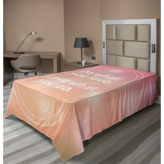 Ambesonne Saying Flat Sheet, Pastel Colored Bokeh Effect, TwinXL Size, Pale Peach Pale Yellow