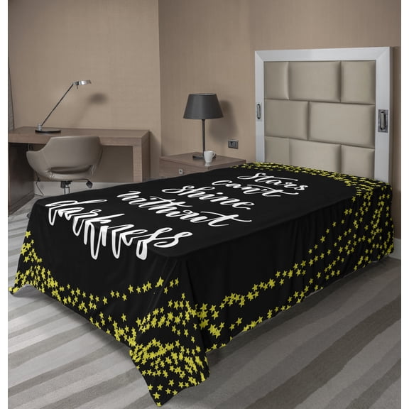 Ambesonne Saying Flat Sheet, Philosophical Wording Art, Twin Size, Yellow and Dark Taupe