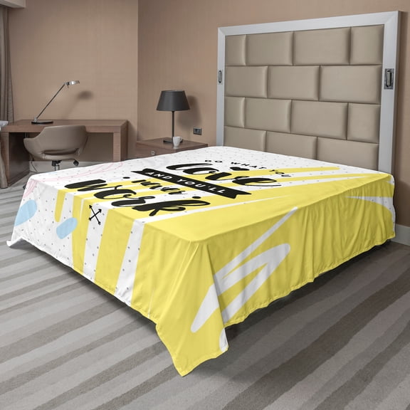 Ambesonne Saying Flat Sheet, Retro Memphis Pattern Phrase, Queen Size, Multicolor