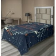 thumbnail image 1 of Ambesonne Saying Flat Sheet, Romantic Floral Wreath, Twin Size, Navy Mint Green Red, 1 of 1