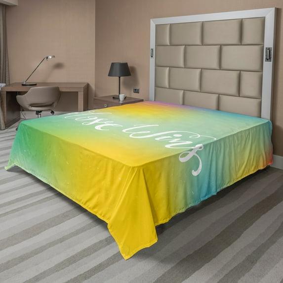Ambesonne Saying Flat Sheet, Romantic LGBT Community, King Size, Multicolor