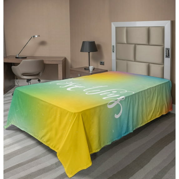 Ambesonne Saying Flat Sheet, Romantic LGBT Community, Twin Size, Multicolor