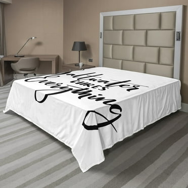 Ambesonne Saying Flat Sheet, Saltwater Cures Everything, California King, Black and White