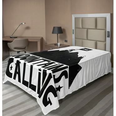 Ambesonne Saying Flat Sheet, Scandinavian Style Elements, TwinXL Size, Black and White